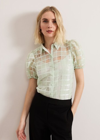 Phase Eight Angie Check Shirts Green Canada | SNYZQK-276